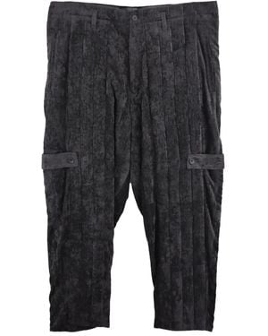 Yohji Yamamoto Pleated Cargo-Pocket Drop-Crotch Pants - Gray