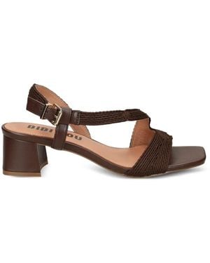 Bibi Lou Lipe Embroidered-Strap Block-Heel Sandals - Brown