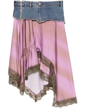 ANDERSSON BELL Denim Midi-Rok Met Kant - Roze
