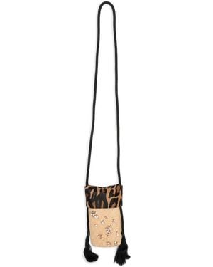 Johanna Ortiz Leopard-Print Crystal-Embellished Cross Body Bag - Natural