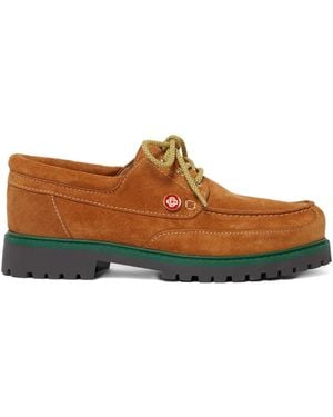 CASABLANCA Lace-Up Suede Boat Shoes - Brown