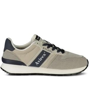 Avirex Panelled Logo-Print Trainers - White