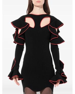 McQueen Ruffled Cut-Out Dress - Black