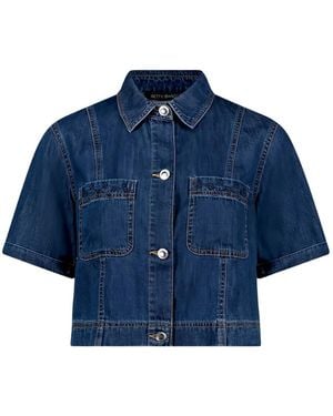 Betty Barclay Bestickte Cropped-Jeansjacke - Blau