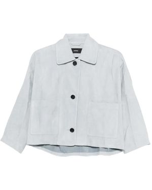 Arma Zhou Patch-Pocket Leather Jacket - White