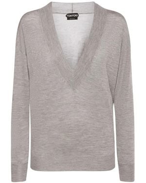 Tom Ford Jersey Con Cuello En V - Gris