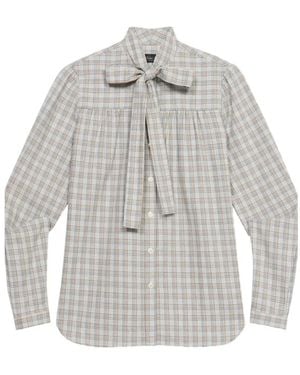 Brooks Brothers Check-Pattern Scarf-Neck Shirt - Grey