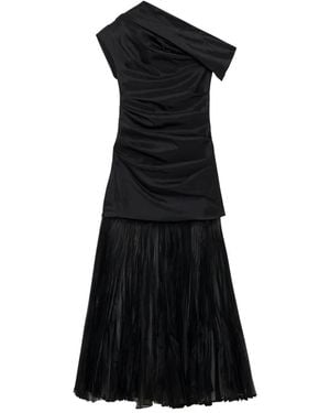 Jonathan Simkhai Ammalie Draped Pleated-Skirt Taffeta Dress - Black