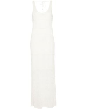 BOSS Pointelle-knit Column Maxi Dress - White