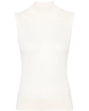 Lemaire Sleeveless Knitted Top With Mock Neck - White