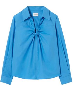 Claudie Pierlot Wide V-Neck Blouse - Blue
