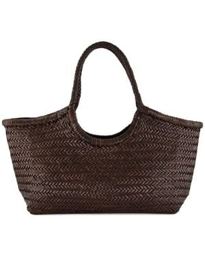 Dragon Diffusion Herringbone Leather Tote Bag - Brown