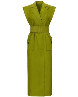 MOOS STUDIO Nomad Belted Sleeveless Midi Dress - Green