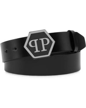 Philipp Plein Ceinture En Cuir Hexagon - Black