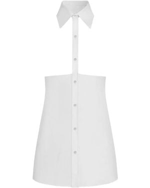 Dolce & Gabbana Top De Algodón Y Popelina Con Cuello Alto - Blanco