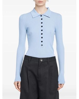 Maria McManus Long-Sleeve Button Polo Shirt - Blue