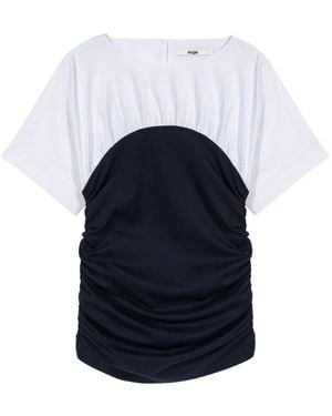 Maje Ruched Short-Sleeve T-Shirt - Blue