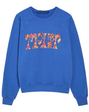Mother Floral-Print Raglan-Sleeve Sweatshirt - Blue