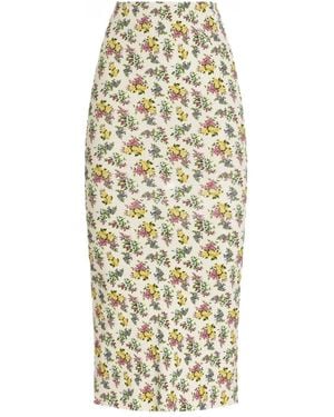 Dolce & Gabbana Floral-Print Pencil Skirt - Metallic