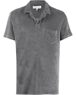 Orlebar Brown Slim-fit Camp-collar Cotton-terry Polo Shirt - Grey