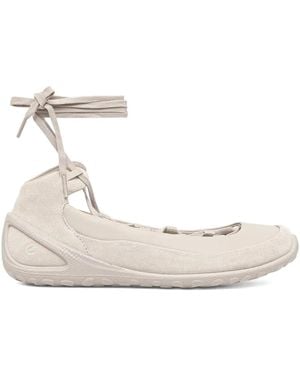 Ecco Lace-Up Ballet Flats - Natural