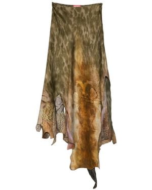 DIESEL Asymmetrical Midi Skirt With Nature-Inspired Print - Natural