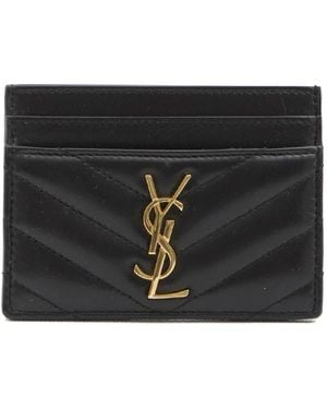 Saint Laurent Logo-Plaque Card Case - Black