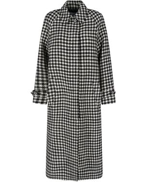Lardini Houndstooth-Pattern Belted Coat - Black