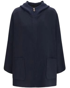 Loro Piana Farrel Hooded Cashmere Cape - Blue