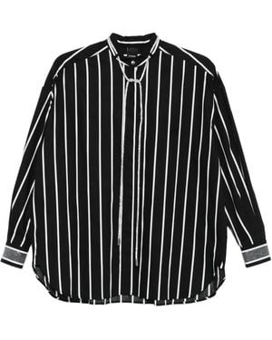 Pinko Striped Shirt With Shiny Laces - Black