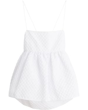 Cecilie Bahnsen Selena Matelassé Cotton Blend Top - White
