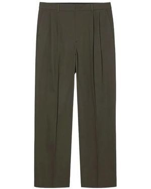 DUNST Pleated Straight-Leg Trousers - Green