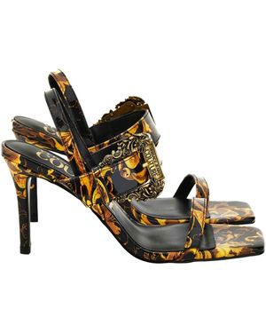 Versace Jeans Couture Baroque-Print Buckle Sandals - Brown