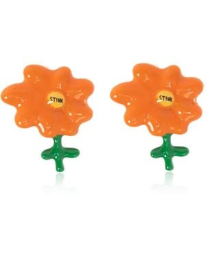 Marc Jacobs X David Shrigley Joy Flower Stud Earrings - オレンジ