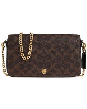 COACH Mila Detachable-Chain Logo-Pattern Crossbody Bag - Brown