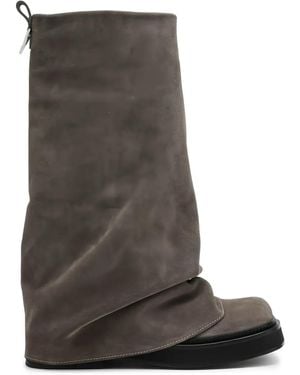 The Attico Robin Suede Combat Boots - Black