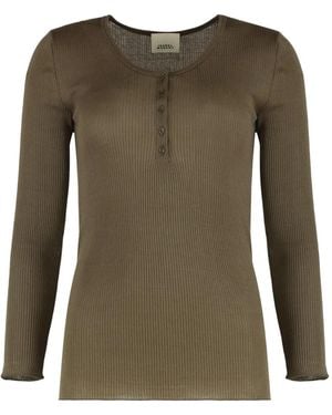 Isabel Marant Ribbed Henley Top - グリーン