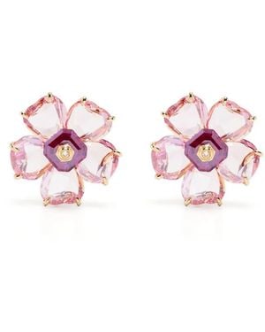 Swarovski Idyllia フローラル ピアス - ピンク