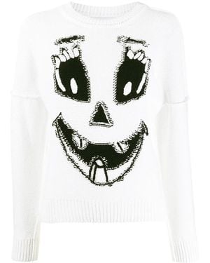 Moschino Pumpkin Face Intarsia Jumper - White