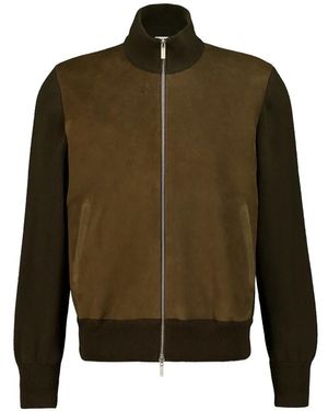 Ferragamo Suede Blouson With Knitted Details - Green