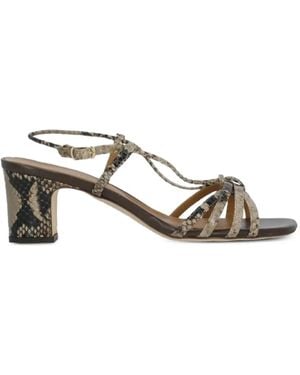 Julie Dee Snake-Effect Heeled Sandals - Metallic