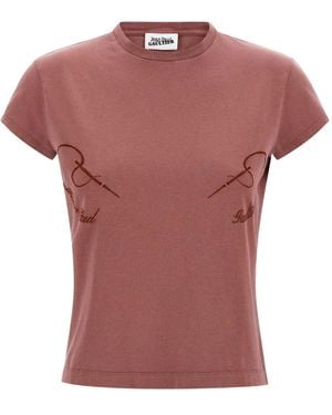 Jean Paul Gaultier The Needles Embroidered Faded T-Shirt - Pink
