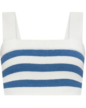 Posse Ari Striped Square-Neck Top - Blue