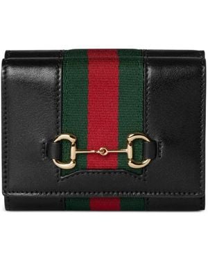 Gucci Kleines Horsebit Web Portemonnaie - Schwarz