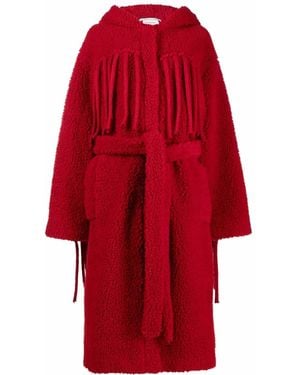 Stella McCartney Fringed Belted Teddy Coat - Red