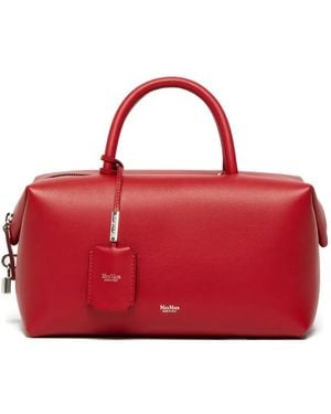 Max Mara Holdallm Leather Tote Bag - Red