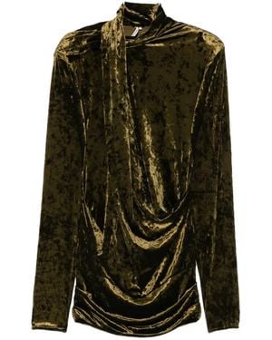 Entire studios Dalters Crushed-Velvet Draped Mini Dress - Green