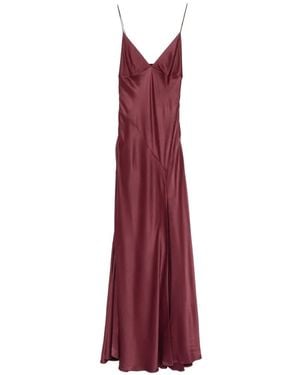 Alberta Ferretti Side-Slit V-Neck Maxi Dress - Purple