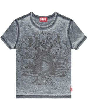 DIESEL Burnout T-Shirt Verfraaid Met Stras - Grijs
