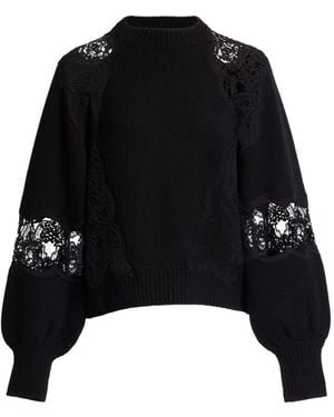 Elie Saab Lace-Panel Jumper - Black